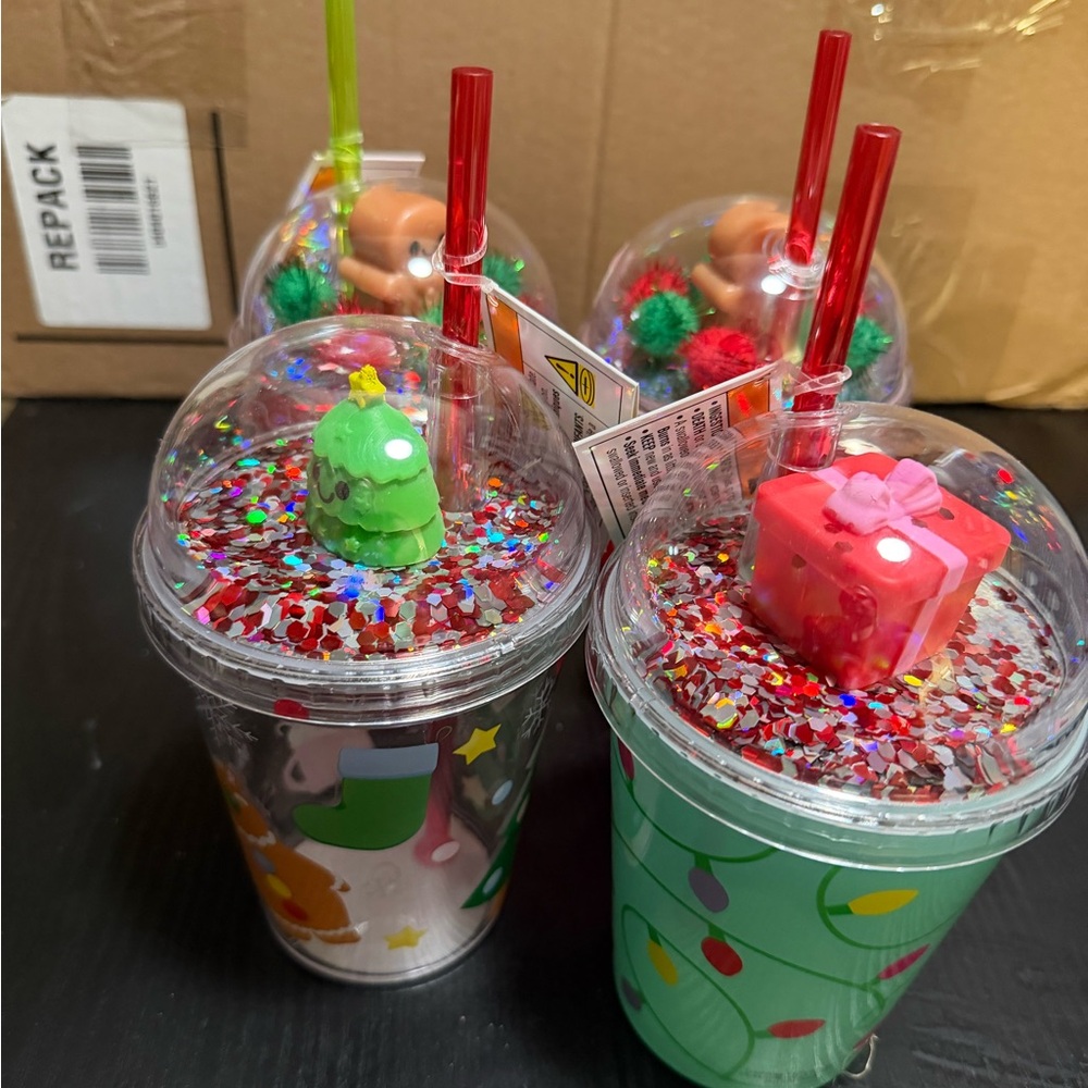 Festive Holiday Party Cups with Straws